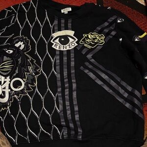 Kenzo Black and Gray Graphic Crewneck Sweater